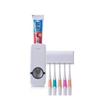 Generic Automatic Toothpaste Dispenser and 5 Toothbrush Holder Set - white