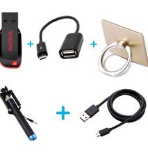 Sandisk 16GB Flash Disk Drive + Free OTG Cable + Free Selfie Stick + Free USB Cable + Free Ring Holder