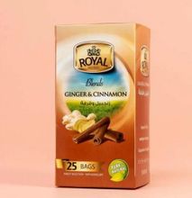 ROYAL HERBS GINGER & CINNAMON 25 Bags  Decrease Nausea & Aiding Digestion/provide Energizing Warmth On A Cold Day