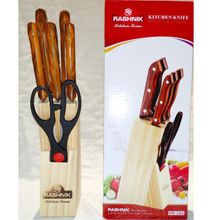 Rashnik Wooden Knife Rack With 7pcs Kitchen Knife