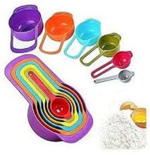 Measuring Cup And Spoon Set- Stackable Colorful Plastic For Kitchen Baking Tools