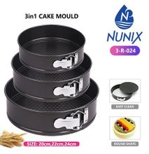 Nunix Round Cake Mould 3PCs - Black