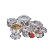 New 6 Piece Stainless Steel Food Server Hot Pots Set Casserole -Silver