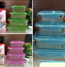 Glass Food storage Bowls set green 4pcs