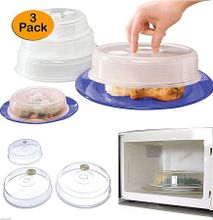 Ventilated Microwave Plate Covers Clear 3pcs