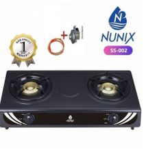 Nunix Table Top Double Burner Gas Stove Cooker + Pipe & Regulator
