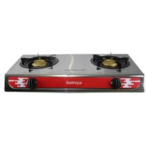 Sathiya Stainless Steel Table Top Double Burner Gas Stove-Gas Cooker