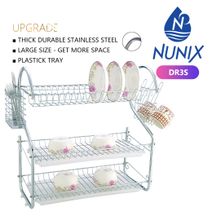 Nunix DR3S Stainless Steel 3 Tier Dish Rack Drainer