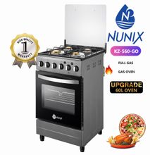 Nunix KZ-560-GO Free Standing 4 Gas Burner Cooker and Gas Oven