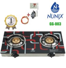 Nunix Glass Table Top Gas Cooker GG Model + 13KG Regulator + 2M Pipe