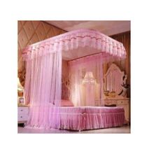 Two stand mosquito net with sliding rails-Pink
