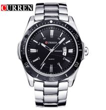 Curren New relogio masculino Men Watch Luxury Analog sports Wristwatch Display Date Men's Quartz Watch Business Watch 8110(silver black)