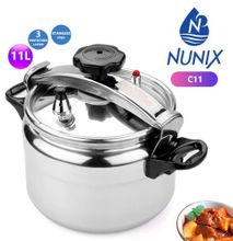Nunix 11ltrs Explosion Proof Aluminum Pressure Cookers - Silver
