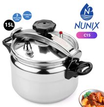Nunix 15ltrs Explosion Proof Aluminum Pressure Cookers - Silver