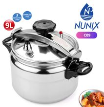 Nunix 9ltrs Explosion Proof Aluminum Pressure Cookers - Silver