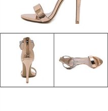 Bling Bling Rhinestone Stiletto High Heels Dress Wedding Shoes For Ladies Open Toe Summer Ankle Strap Sandals Gold