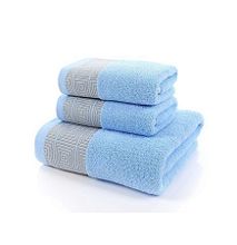Bath cotton Towel Set - 3 Pieces blue large