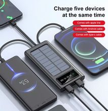 Solar power bank built in 4 cables