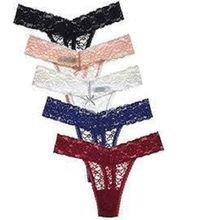 Fashion Womens Lacey Strap Thong Panties - 6 Pieces