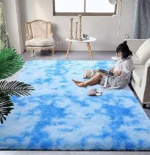 Soft Fluffy Patched Carpets 4 x 6 Blue