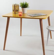 Wooden Table with metallic stands - Yellow