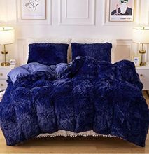 Fashion Fluffy Duvet Set Dark Blue 6 x 6 ft