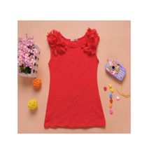 Girls Cotton Vest Dress - Red