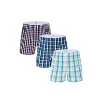 Fashion Boxer Shorts - 3 Pieces-Pure Cotton - Checked