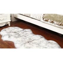Bed side carpet 60 by 180 - White and Grey