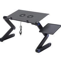 Adjustable aluminum double fan laptop stand