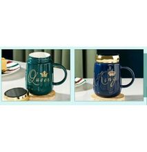 King And Queen Mugs with Mirror Lid