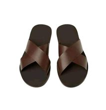 Mens Leather Sandals Open Shoes Brown