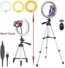 Generic 10 Inch Ring Light With Tripod Stand USB Charge - White