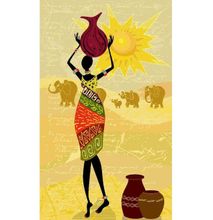 African Woman Carrying A Pot Art Print