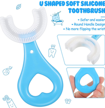 Kids Toothbrush Silicone U-shaped Children Toothbrush Manual U Shaped Toothbrush For Babies 2-6 Yrs (Blue)
