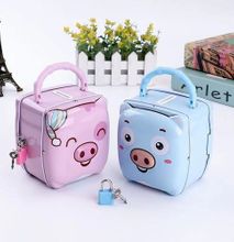 Cute Piggy-shaped Safe With Iron Lock For Kids