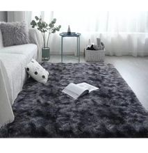 Fluffy Patched 5 By 8 Luxurious Soft Carpet - Grey