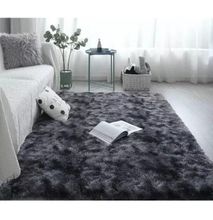 Fluffy Patched 7 By 8 Luxurious Soft Carpet - Grey