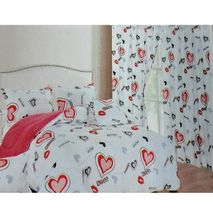 Generic 6 by 6 9 pcs Curtain Duvet Set - White and Red