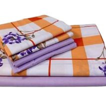 6pc Pure Cotton bedsheets Set - Purple, Orange and Purple