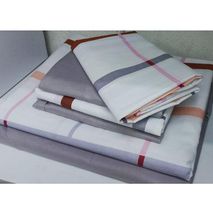6pc Pure Cotton bedsheets Set - White and Grey