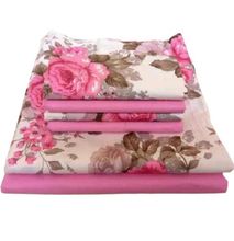 6pc Pure Cotton bedsheets Set - Pink and Cream
