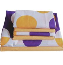6pc Pure Cotton bedsheets Set - Mustard, White and Purple
