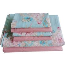 6pc Pure Cotton bedsheets Set - Pink and Blue