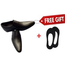 Leather Official Shoes + Free Socks - Black