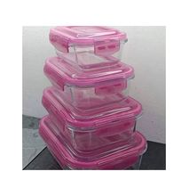 Signature 4Pcs Borosilicate Glass Storage Containers - Pink