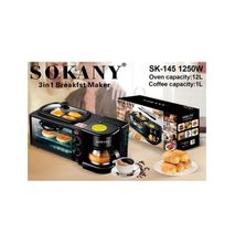 Sokany 3 In 1 Multi-Function Breakfast Maker Machine + Grill, Tea- Coffee