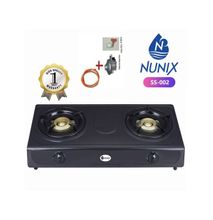 Nunix Two Burner Gas Cooker + 6KG Regulator + Pipe + Tightener