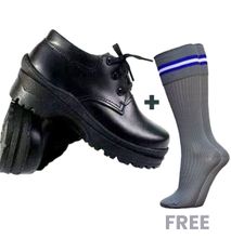 Black School Shoes + Free Grey Socks