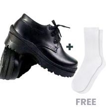 Black School Shoes with Free White Socks